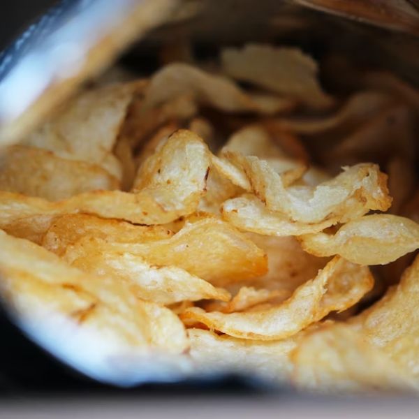 open packet of crisps