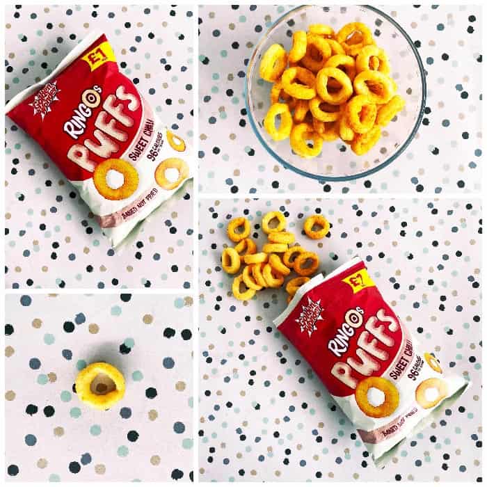 BBE 15.7.23- Box of 15 – Golden Wonder Ringo Puffs Sweet Chilli 60g – (£1 Bags)