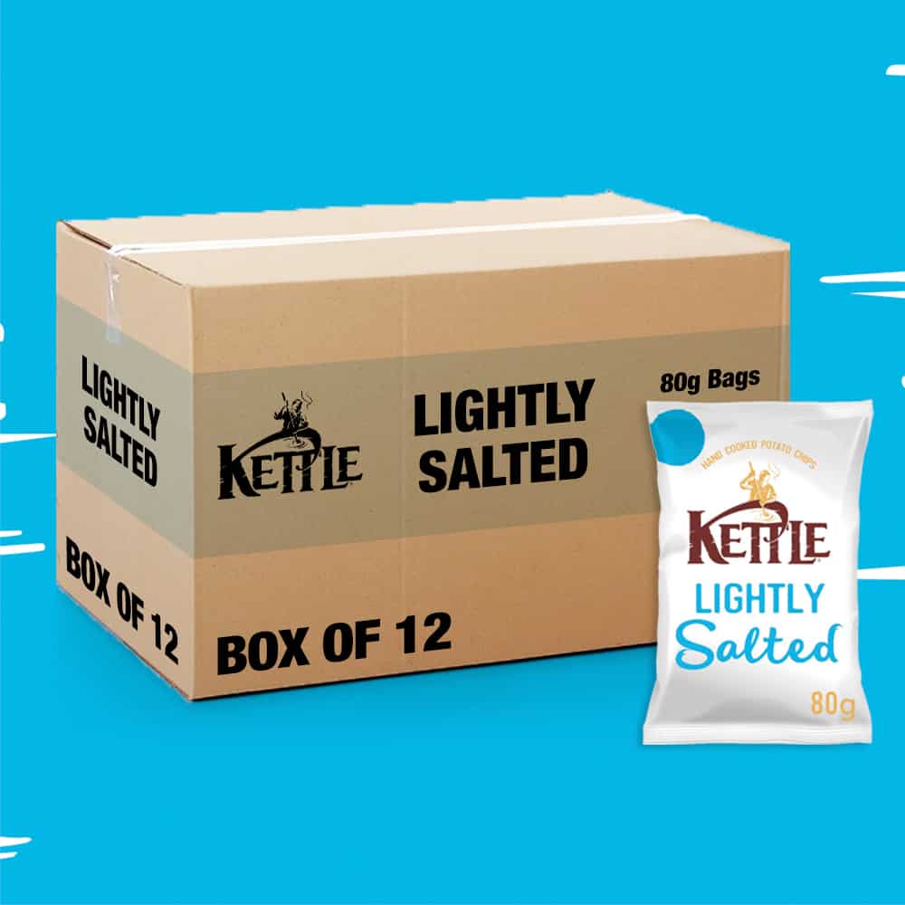 Box of 12 – Kettle Chips Lightly Salted 80g – (£1.29 Bag)
