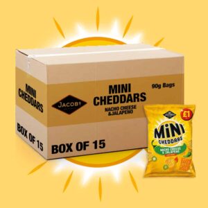 Box of 15 - Jacob's Mini Cheddars Nacho Cheese & Jalapeño 90g - (£1 Bags)