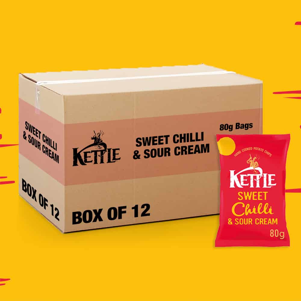 Box of 12 – Kettle Chips Sweet Chilli & Sour Cream 80g – (£1.29 Bags)
