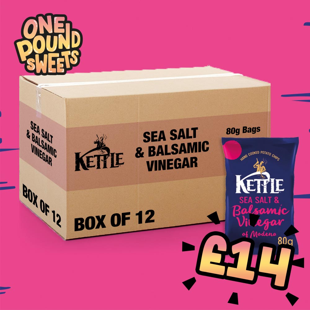 Box of 12 - Kettle Chips Sea Salt & Balsamic Vinegar of Modena 80g - (£1.29 Bags)