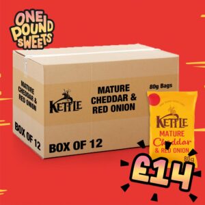 Box of 12 - Kettle Chips Mature Cheddar & Red Onion 80g - (£1.29 Bags)