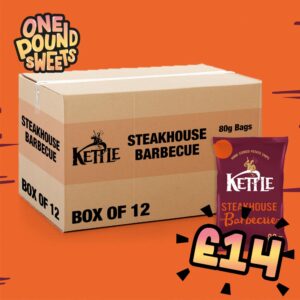 Box of 12 - Kettle Chips Steakhouse Barbecue Crisps 80g - (£1.29 Bags)