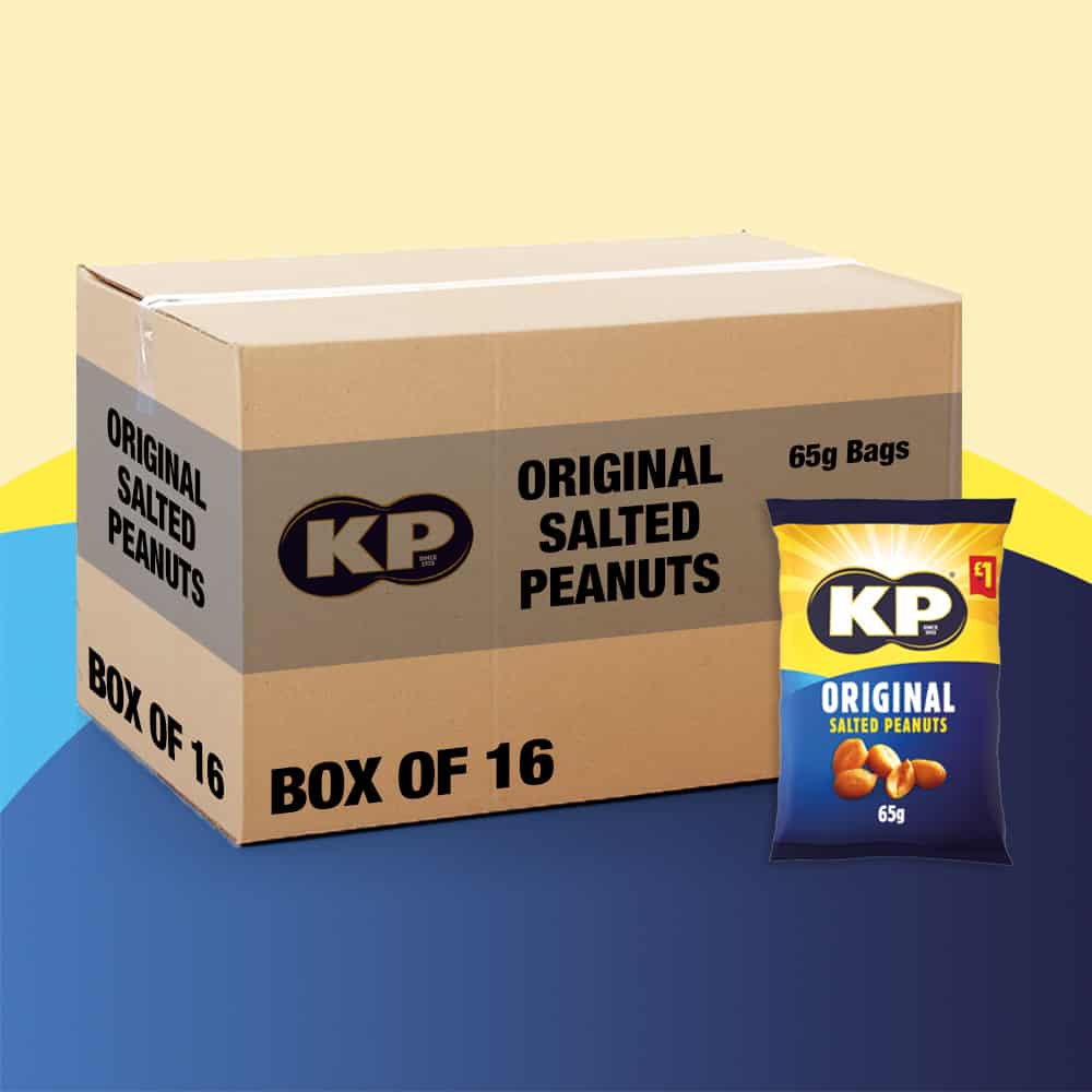 Box of 16 – KP Original Salted Peanuts 65g – (£1 Bags)