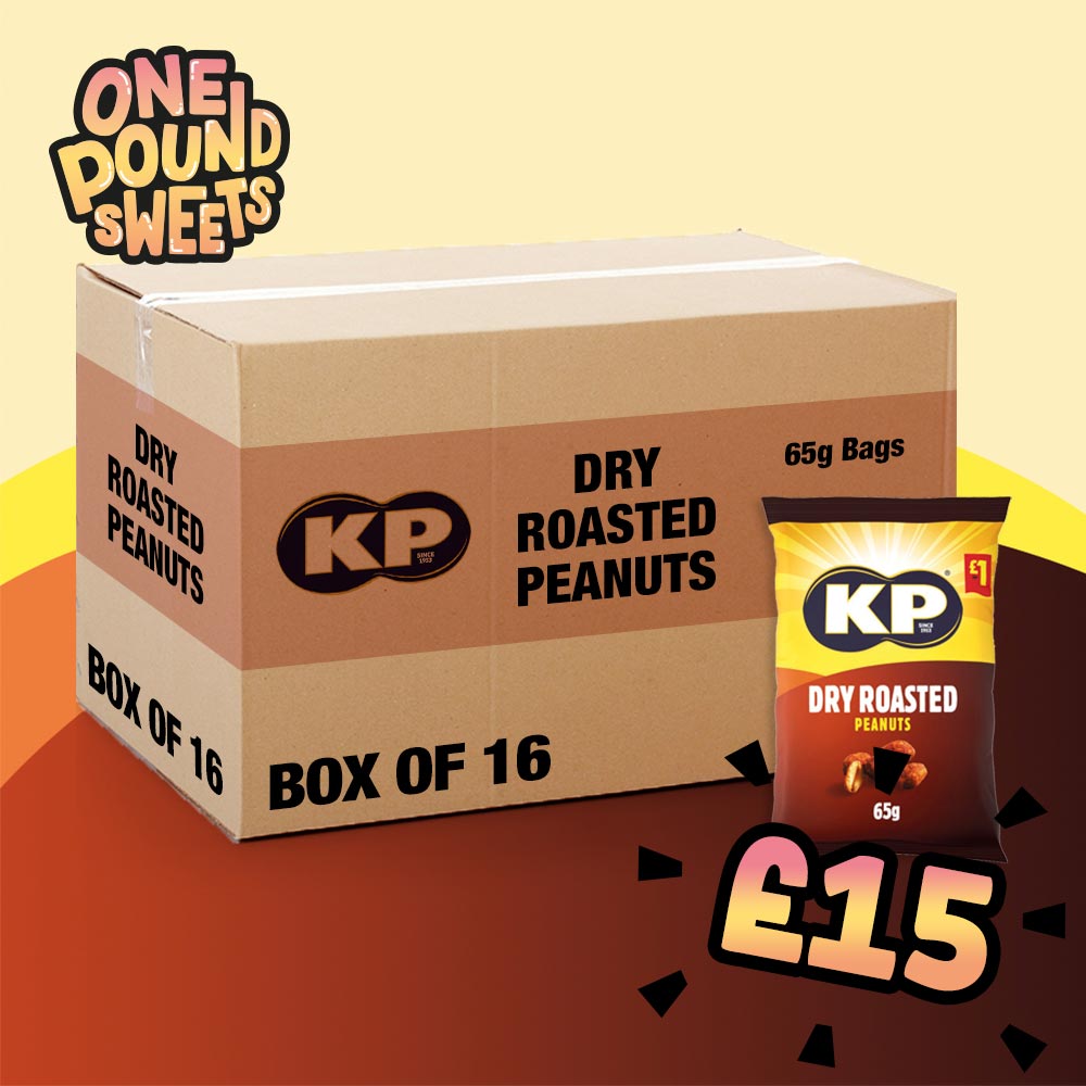 Box of 16 - KP Dry Roasted Peanuts 65g - (£1 Bags)