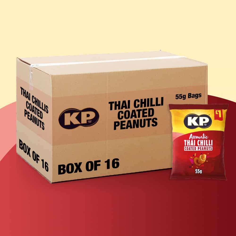 Box of 16 – KP Aromatic Thai Chilli Peanuts 55g – (£1 Bags)