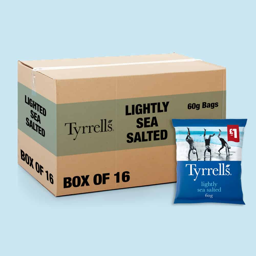 Box of 16 – Tyrrells Lightly Sea Salted 60g – (£1 Bags)