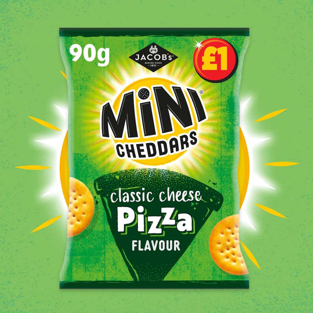 Jacob’s Mini Cheddars Pizza Flavour 90g – (£1 Bag)