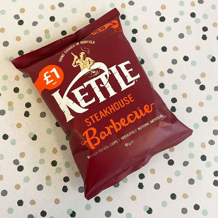 Box of 12 – Kettle Chips Steakhouse Barbecue Crisps 80g – (£1.29 Bags)