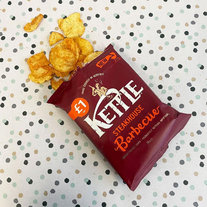 Box of 12 – Kettle Chips Steakhouse Barbecue Crisps 80g – (£1.29 Bags)