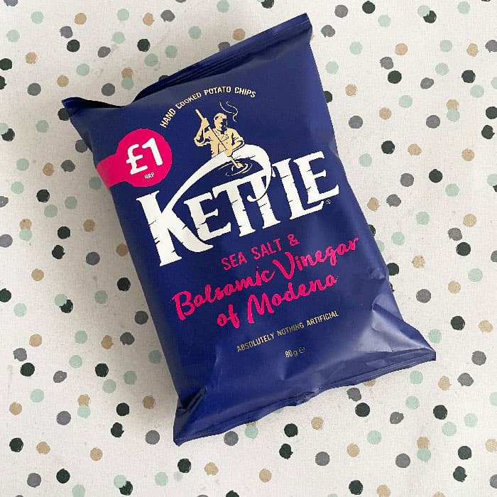 Box of 12 – Kettle Chips Sea Salt & Balsamic Vinegar of Modena 80g – (£1.29 Bags)