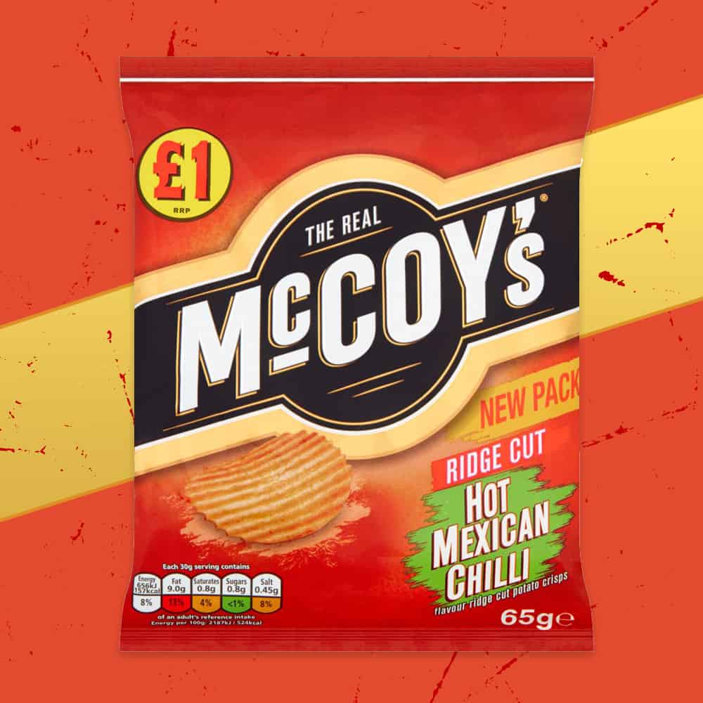 Box of 20 – McCoy’s Hot Mexican Chilli 65g – (£1 Bags)