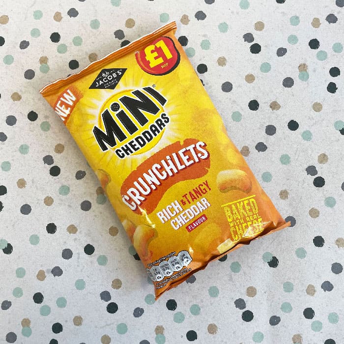 Jacob’s Mini Cheddars Crunchlets Tangy Cheddar 65g – (£1 Bag)