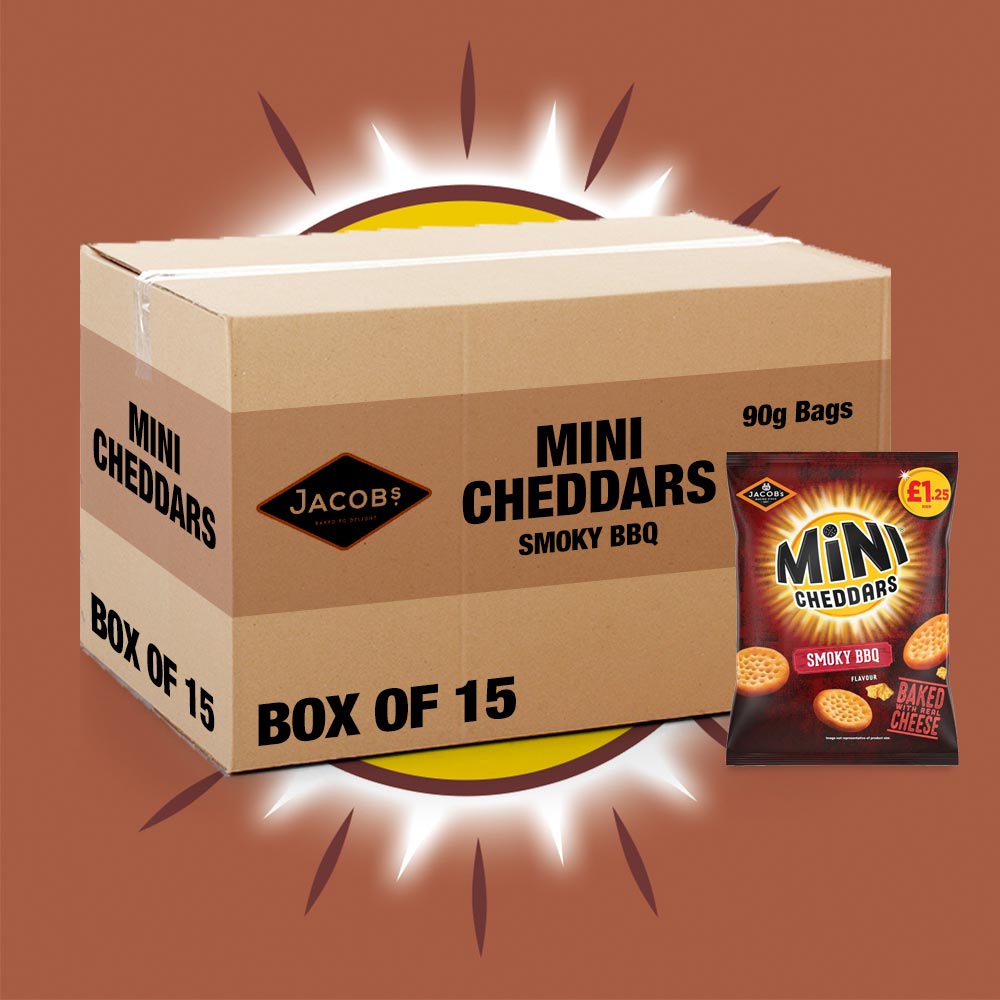 15x Jacob's Mini Cheddars Smokey BBQ 90g