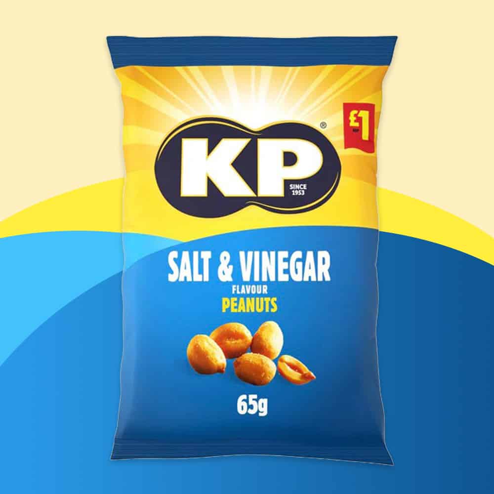 Box of 16 – KP Salt & Vinegar Peanuts 65g – (£1 Bags)