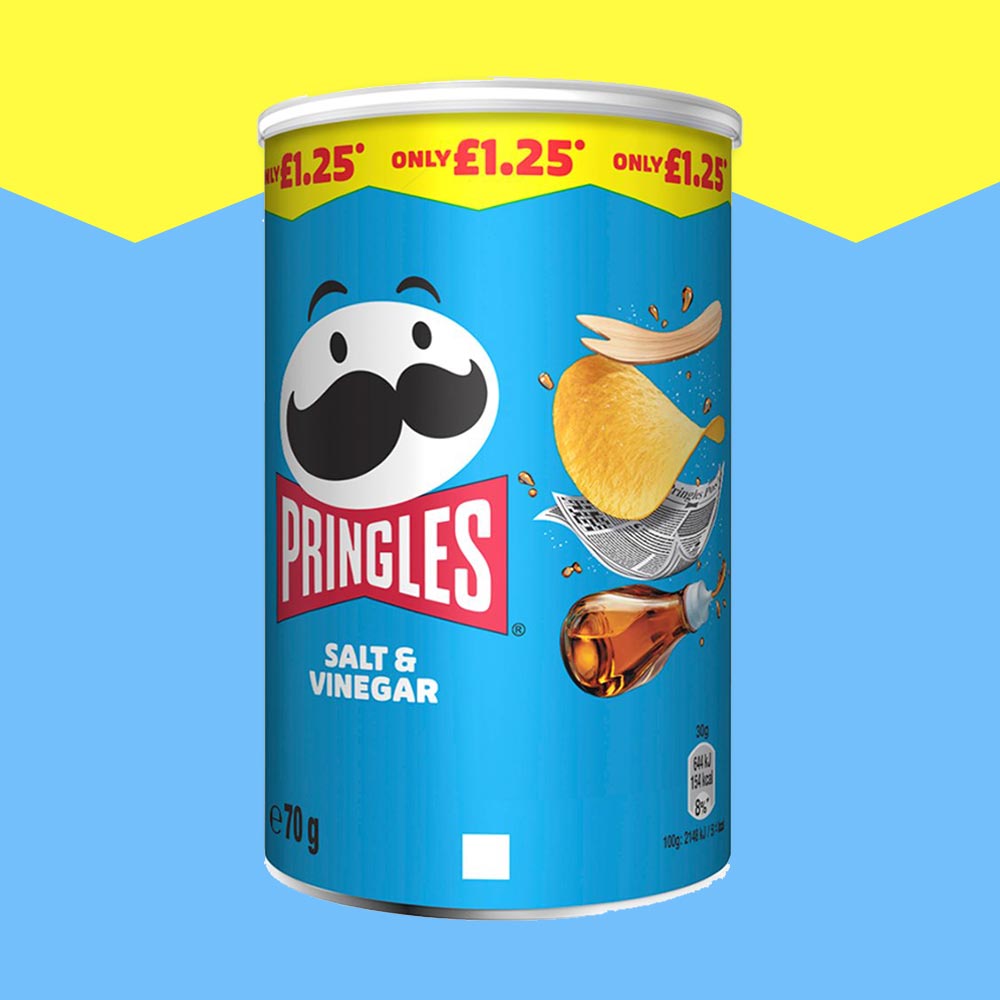 5x Pringles Salt & Vinegar Crisps Can 70g
