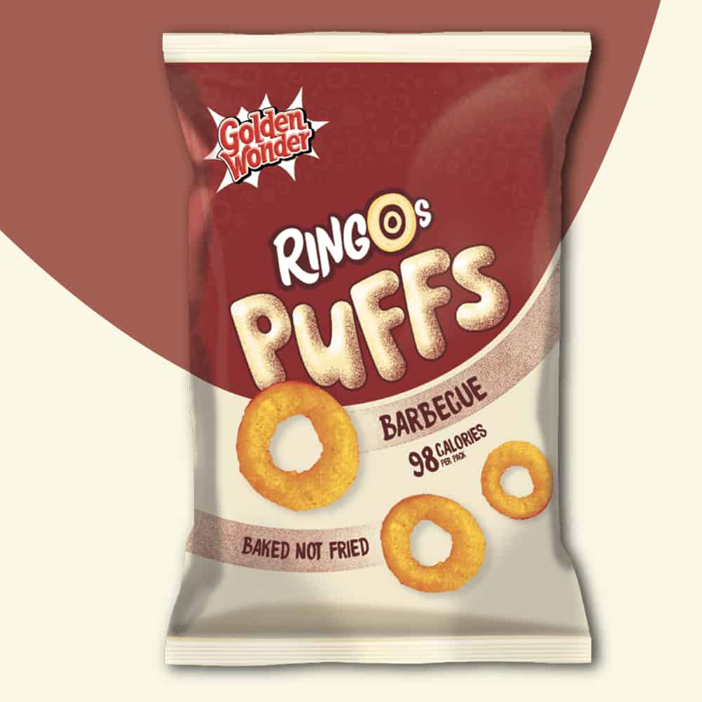 Box of 15 – Golden Wonder Ringo Puffs BBQ 60g – (£1 Bags)