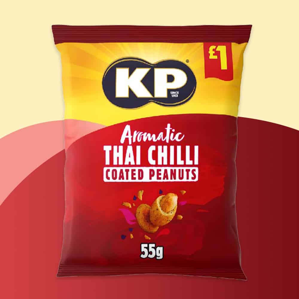 Box of 16 – KP Aromatic Thai Chilli Peanuts 55g – (£1 Bags)