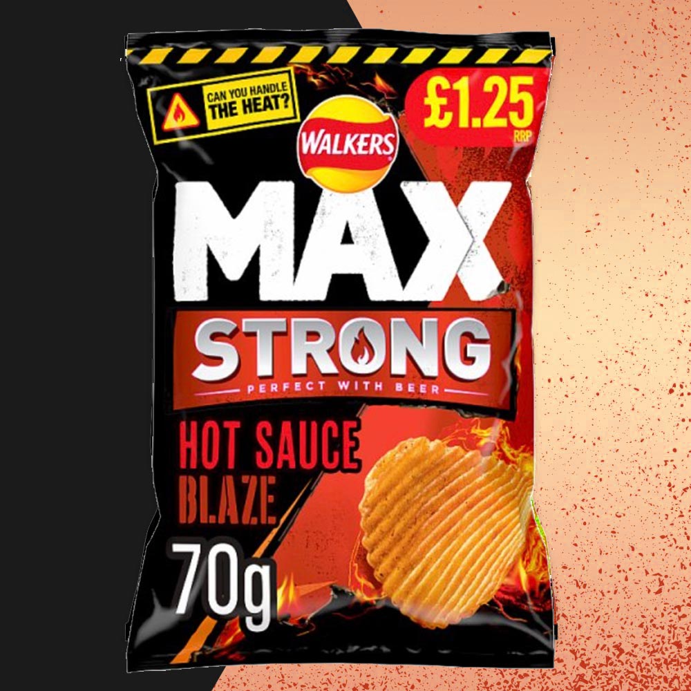 Box of 15 – Walkers Max Hot Sauce Blaze 70g