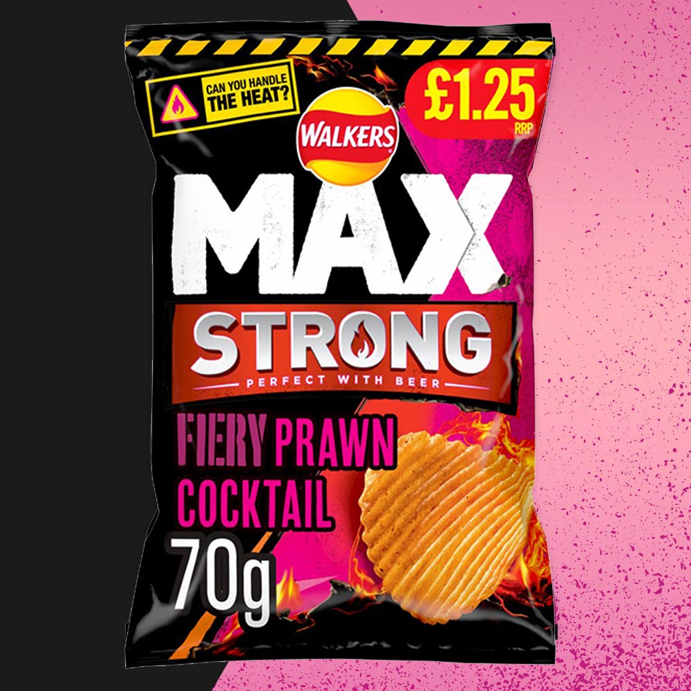Walkers Max Fiery Prawn Cocktail 70g – (£1.25 Bags)
