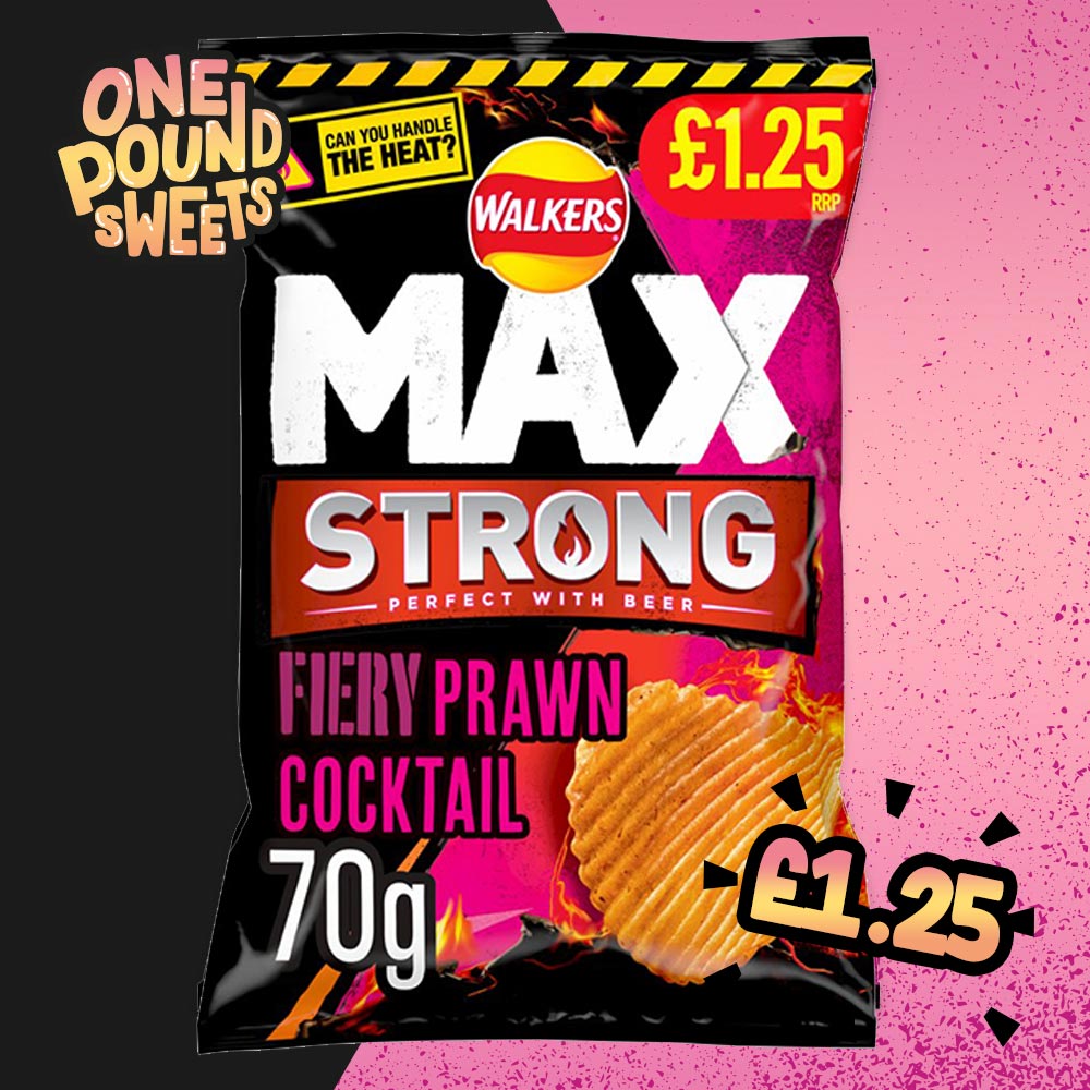 Walkers Max Fiery Prawn Cocktail 70g - (£1.25 Bags)