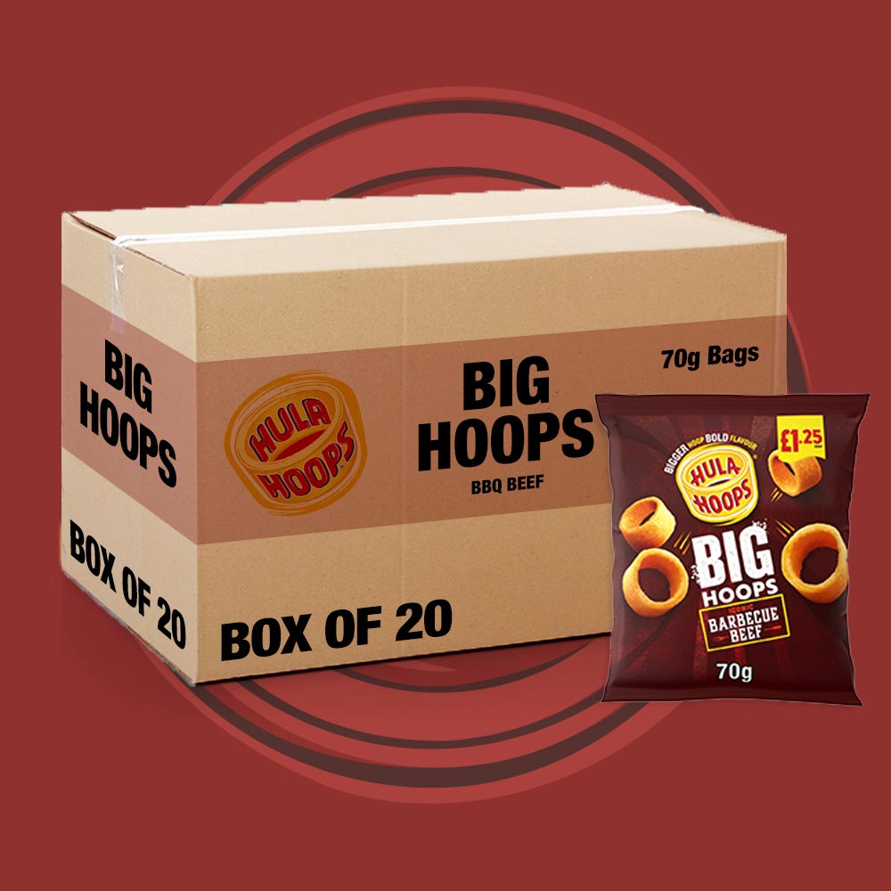 20x Hula Hoops Big Hoops BBQ Beef 70g