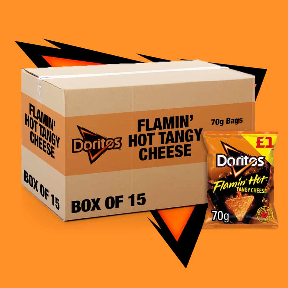 Box of 15 - Doritos Flamin Hot Tangy Cheese 70g