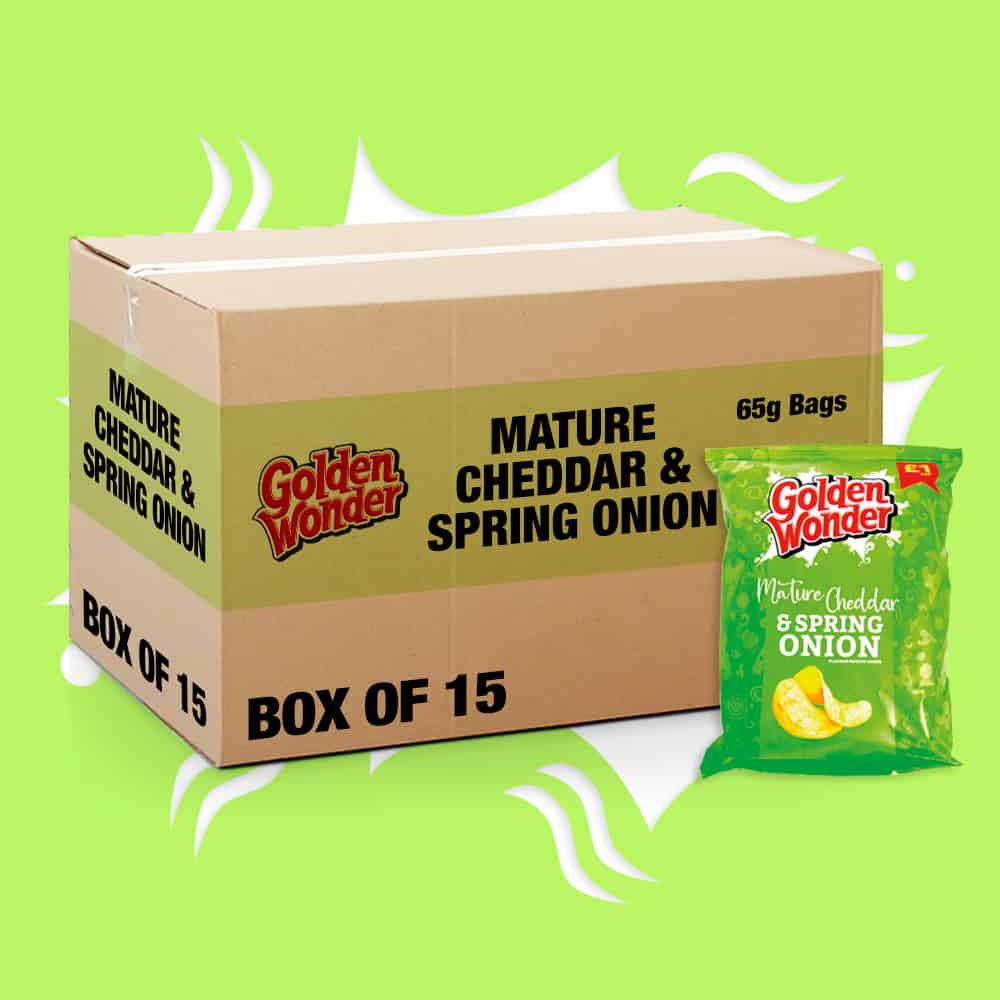Box of 15 - Golden Wonder Mature Cheddar & Spring Onion 65g - (£1 Bags)