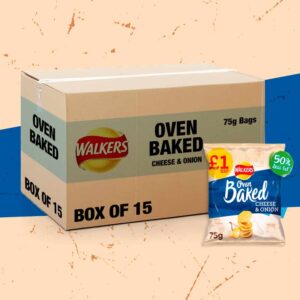 Box of 15 - Walkers Oven Baked Cheese & Onion 75g - (£1 Bags)
