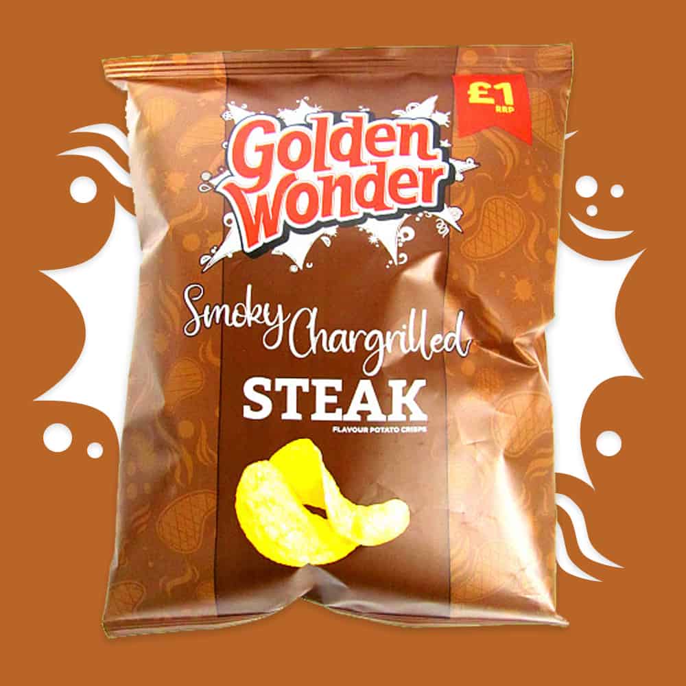 Box of 15 – Golden Wonder Smokey Chargrilled Steak 65g – (£1 Bags)