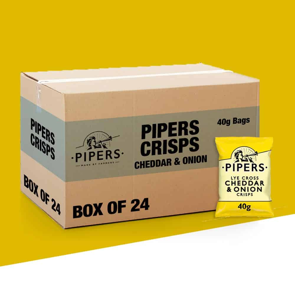 24x Pipers Lye Cross Cheddar & Onion 40g