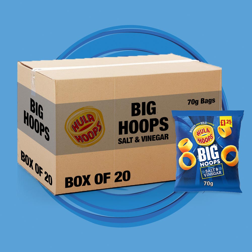 20x Hula Hoops Big Hoops Salt & Vinegar 70g