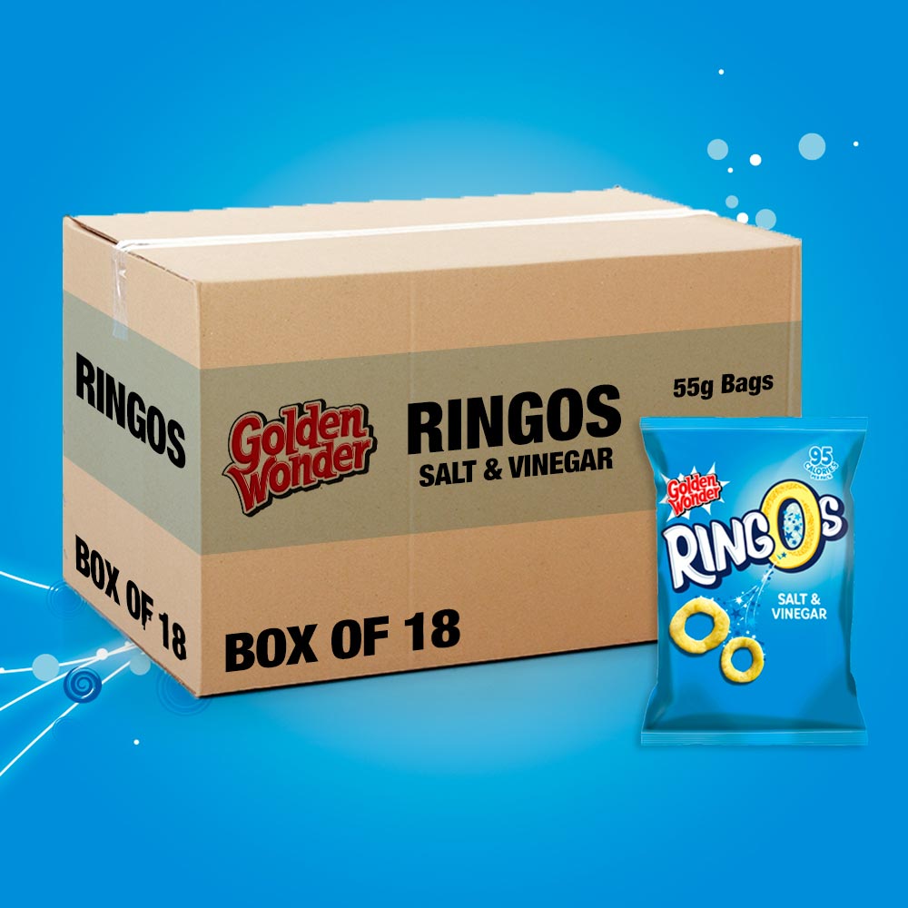 18x Golden Wonder Ringos Salt & Vinegar 40g