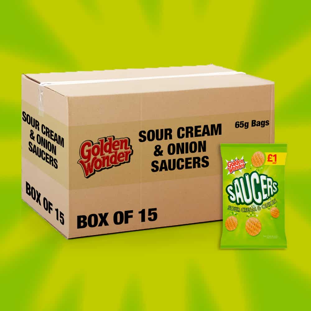 Box of 15 - Golden Wonder Saucers Sour Cream & Onion 65g - (£1 Bags)