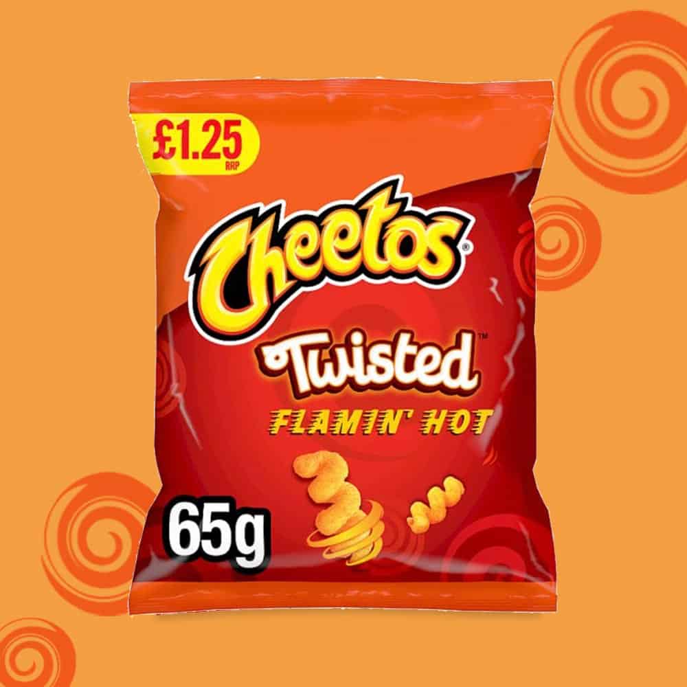 18x Cheetos Twisted Sweet & Spicy Flamin’ Hot 65g