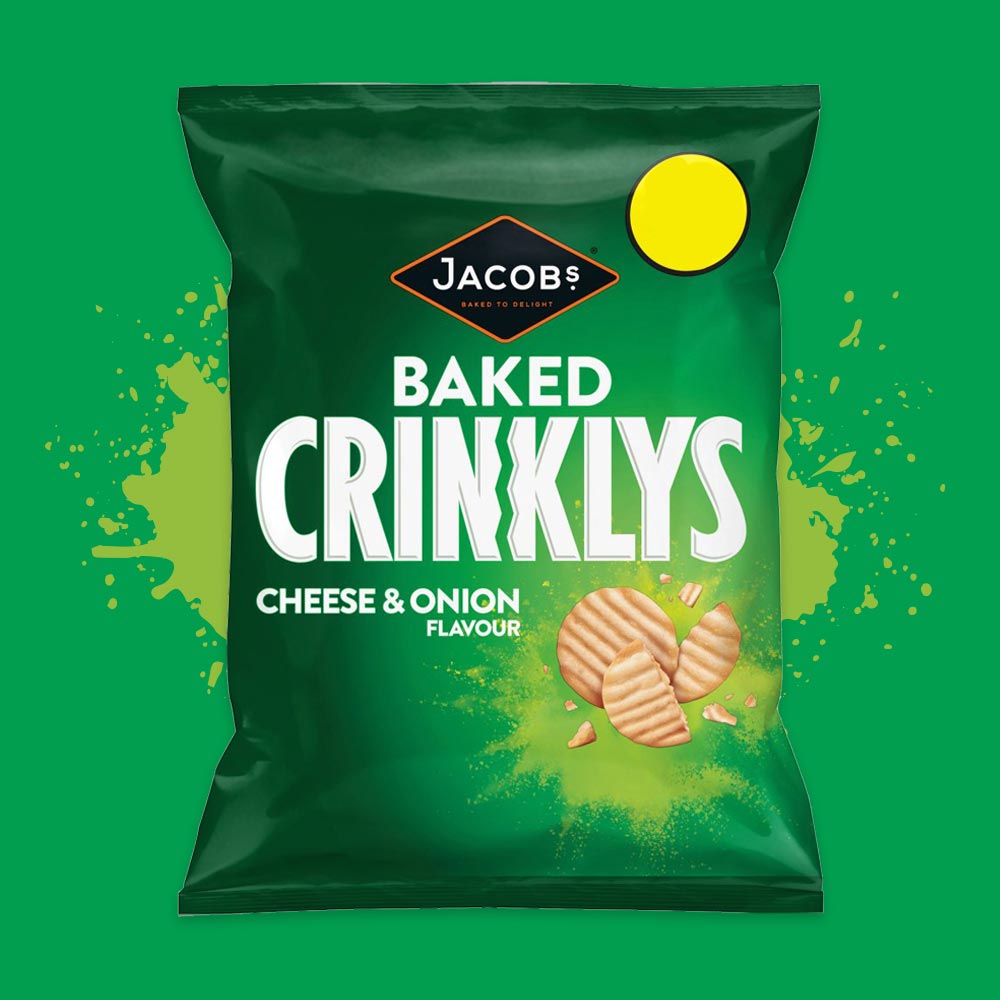15x Jacob’s Baked Crinklys Cheese & Onion 90g