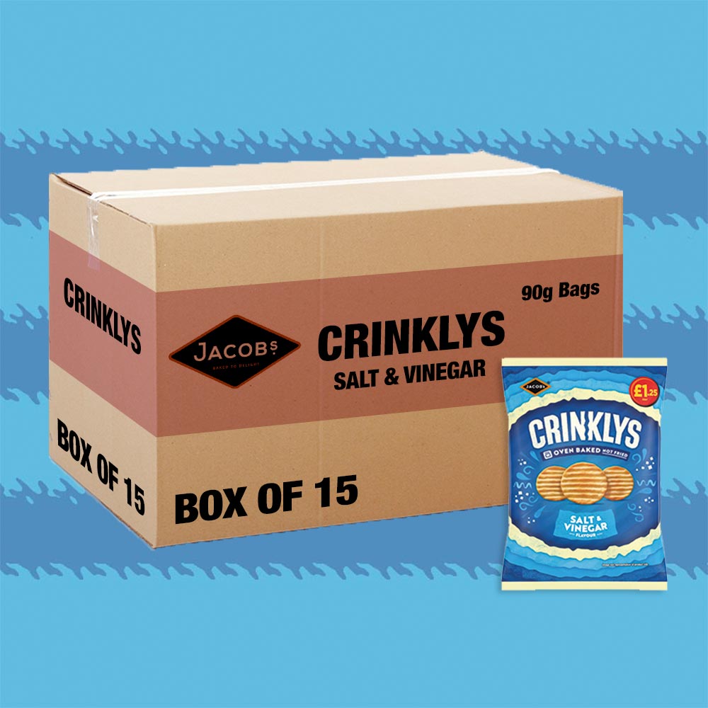 15x Jacobs Crinklys Salt & Vinegar 90g
