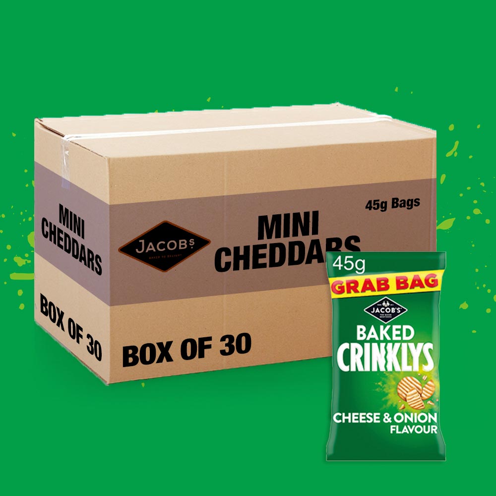 30x Jacob's Baked Crinklys Cheese & Onion 45g