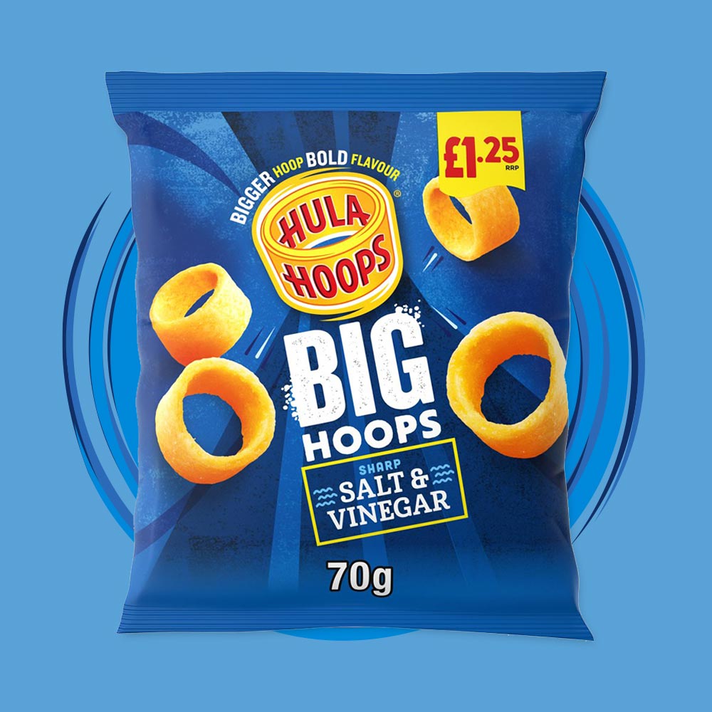 20x Hula Hoops Big Hoops Salt & Vinegar 70g