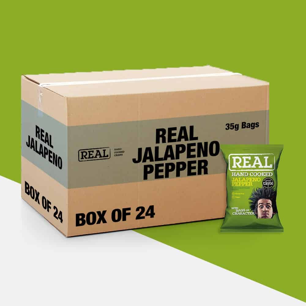 Box of 24 - Real Crisps Jalapeno Pepper 35g - (Snack Bag)