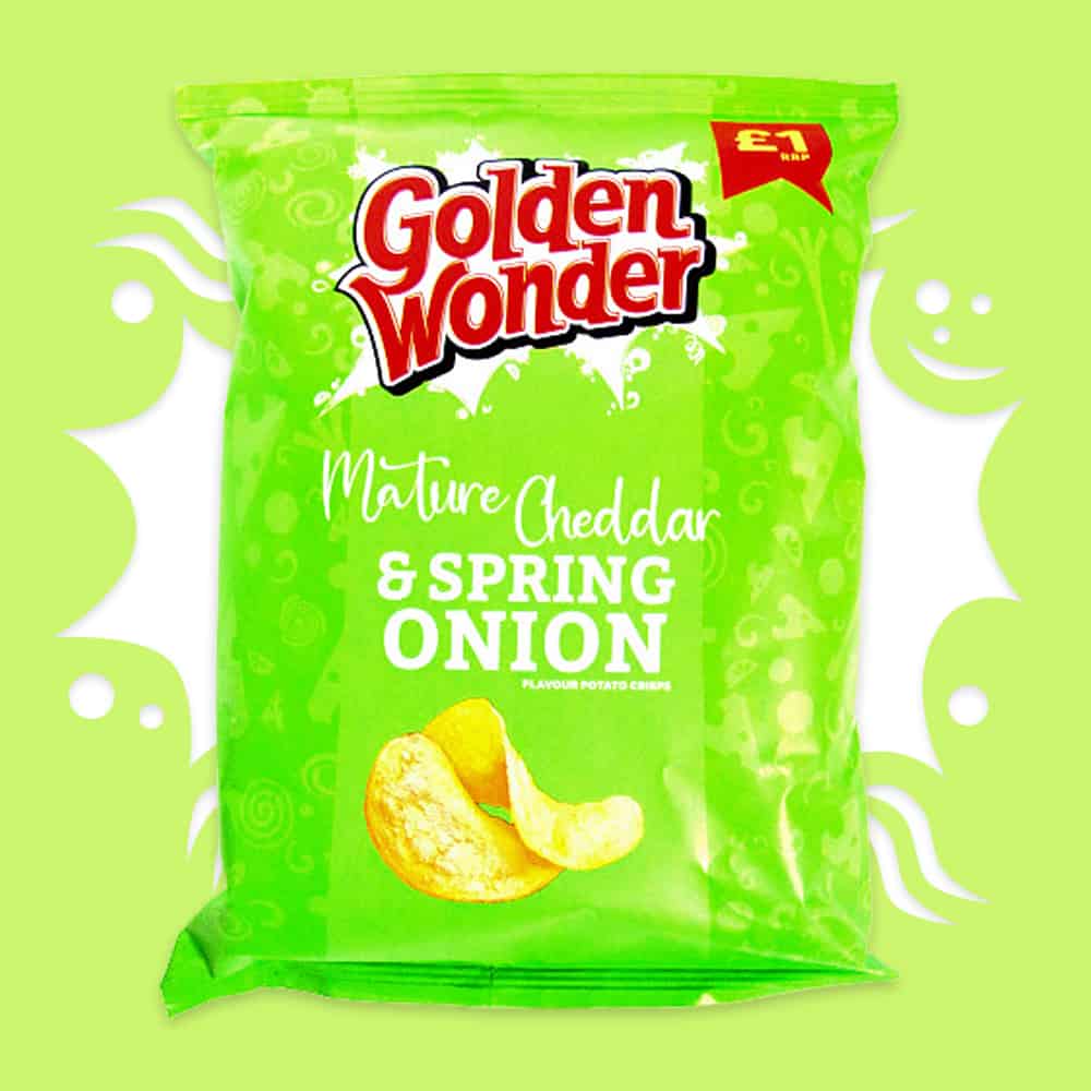 Box of 15 – Golden Wonder Mature Cheddar & Spring Onion 65g – (£1 Bags)