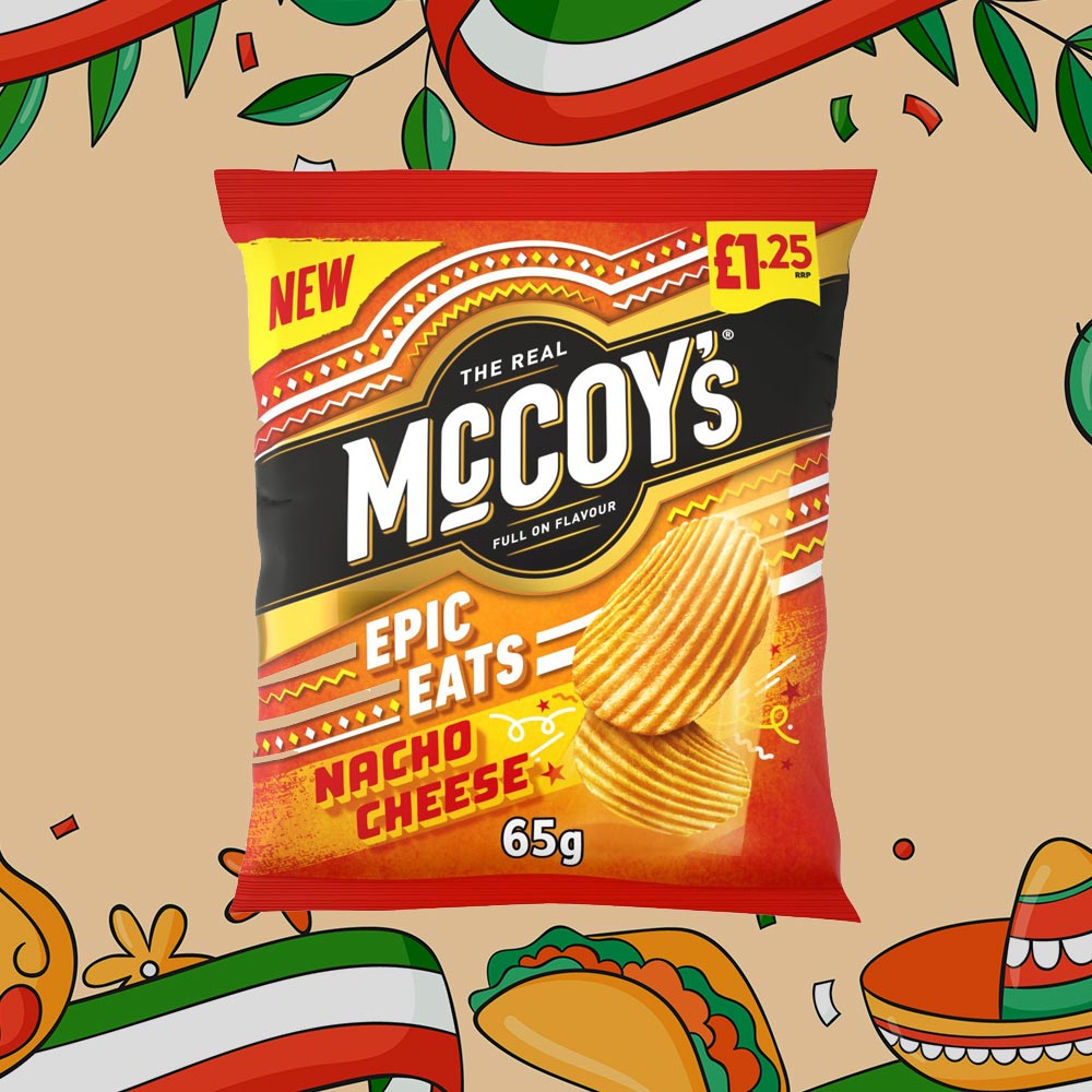 Box of 20 – McCoy’s Epic Eats Nacho Cheese 65g – (£1.25 Bag)