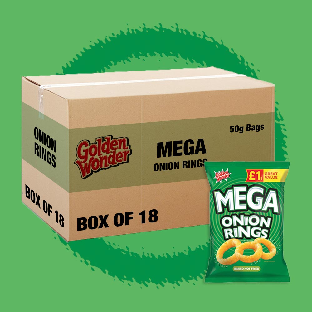 18x Golden Wonder Mega Onion Rings 50g
