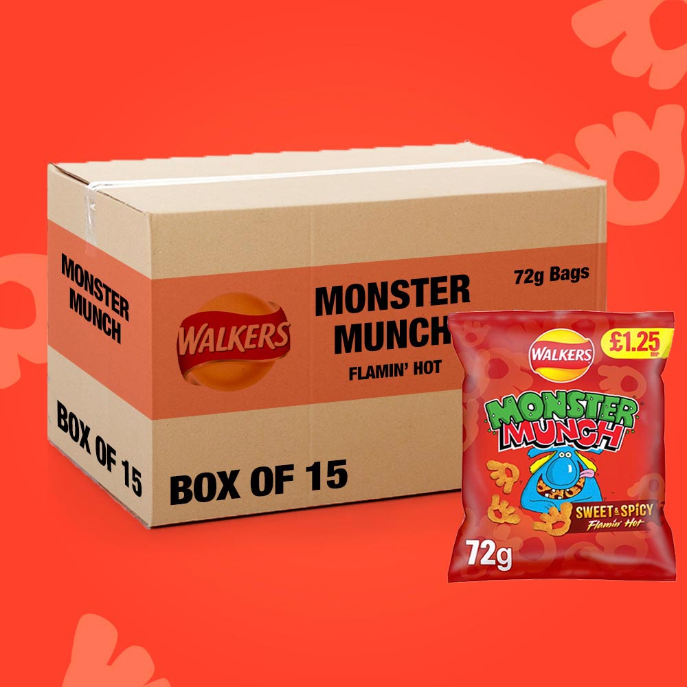 15x Walkers Monster Munch Flamin' Hot 72g