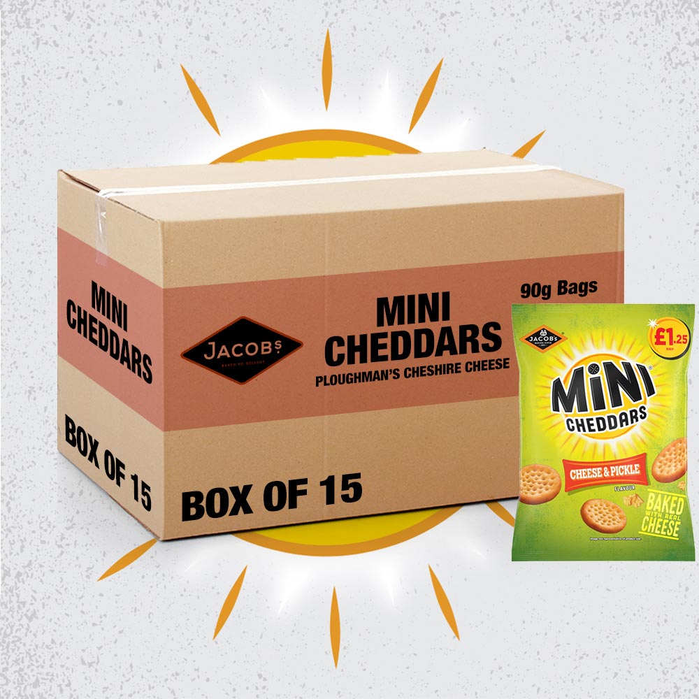 15x Jacob's Mini Cheddars Cheese & Pickle 90g
