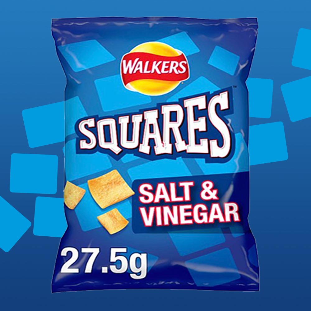 32x Walkers Squares Salt & Vinegar 27.5g