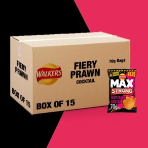 Box of 15 - Walkers Max Fiery Prawn Cocktail 70g - (£1.25 Bags)