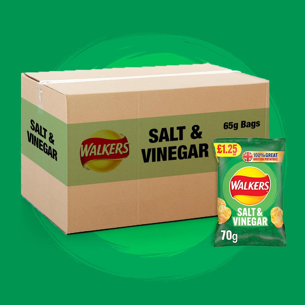 18x Walkers Salt & Vinegar 70g