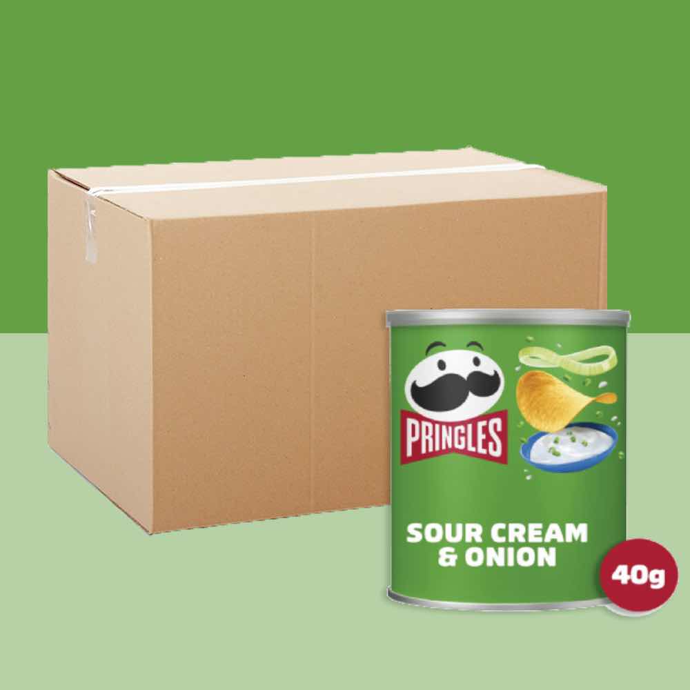 12x Pringles Sour Cream & Onion Crisps Can 40g